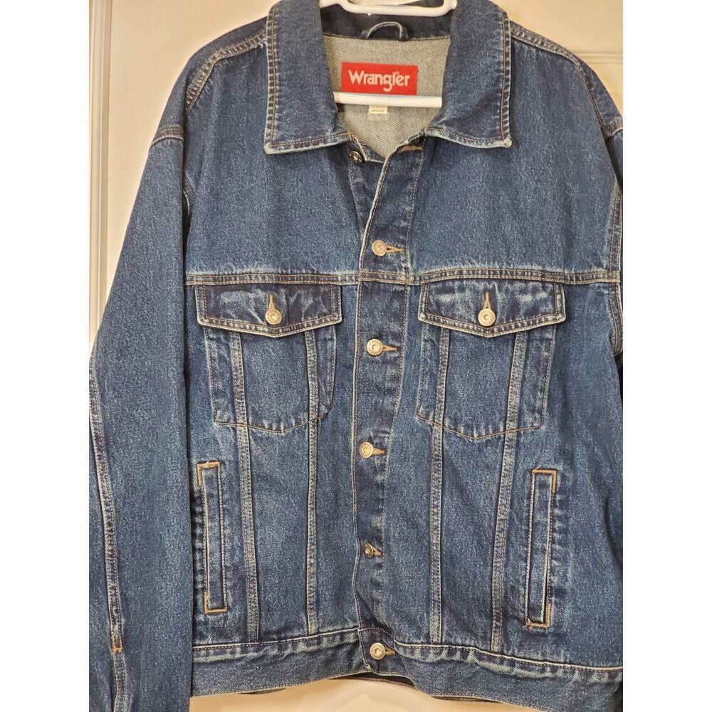 Wrangler Denim Trucker Jacket Mens 2X Blue Cotton Button Front Classic Jean - Picture 10 of 11